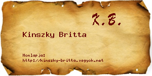Kinszky Britta névjegykártya